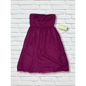 J.Crew Women’s Size 6 Plum Strapless Silk Chiffon Lined Bridemaid Wedding Dress